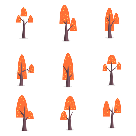 Illustration of tree set variousのイラスト素材