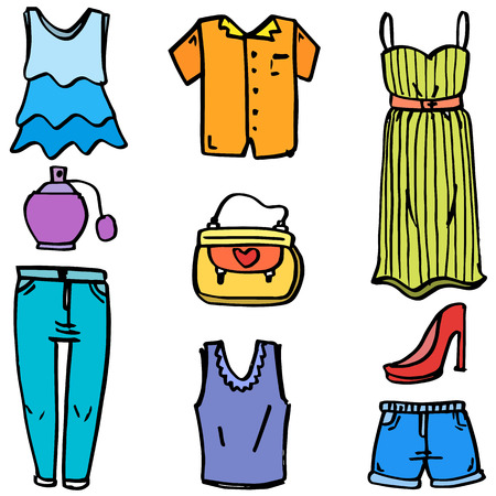 Clothes style for women of doodlesのイラスト素材