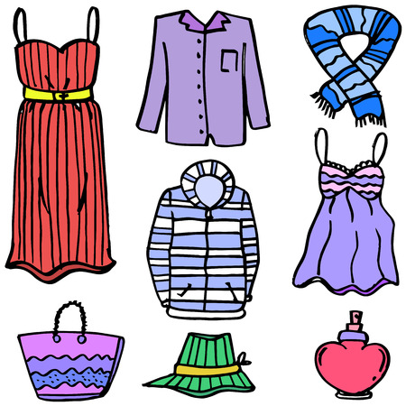 Doodle of women clothes set.のイラスト素材