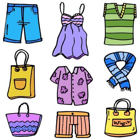 Doodle of women clothesのイラスト素材