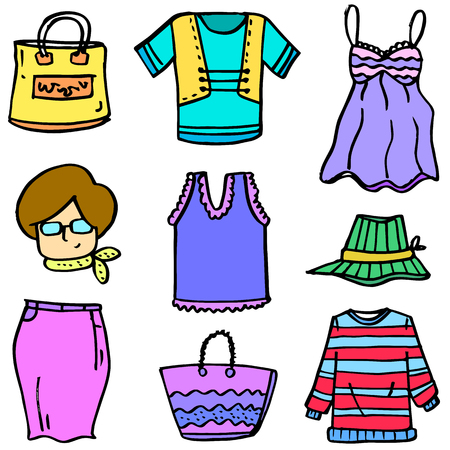 Doodle of women clothesのイラスト素材
