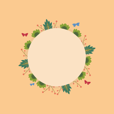 Wreath round frame with flowerのイラスト素材