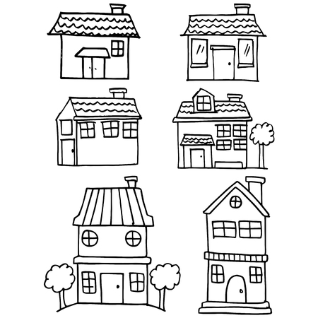 House style set hand drawのイラスト素材