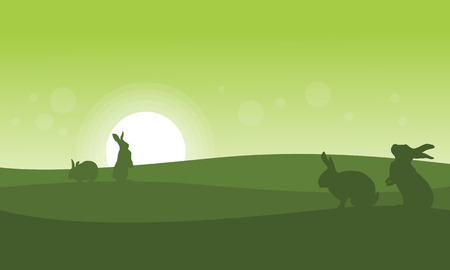 Silhouette of rabbit at sunriseのイラスト素材