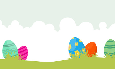 Happy easter egg on landscapeのイラスト素材