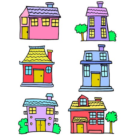 Illustration of house set designのイラスト素材