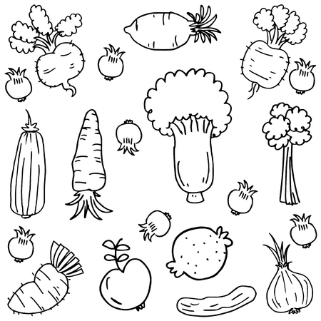 Vector illustration of vegetable doodlesのイラスト素材