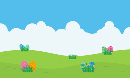 On hill easter egg of landscapeのイラスト素材