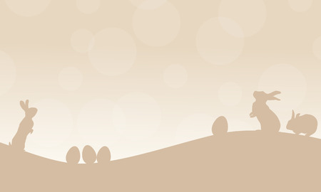 Silhouette of easter egg and rabbitのイラスト素材