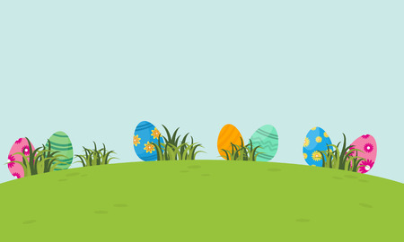 On the hill easter egg of landscapeのイラスト素材