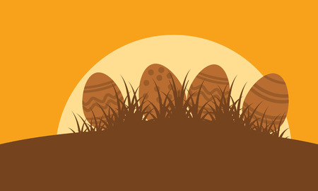Silhouette of easter egg landscapeのイラスト素材
