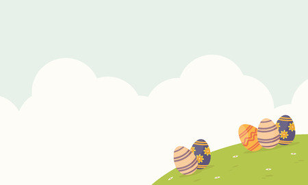 Happy easter with egg and cloud landscapeのイラスト素材
