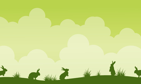 Background easter theme landscape silhouetteのイラスト素材