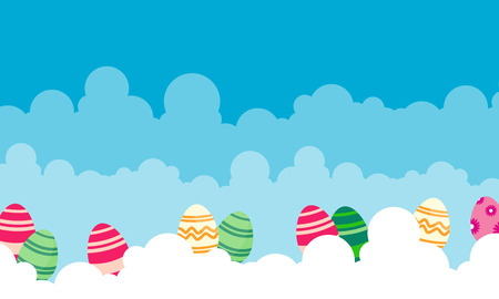 Easter with egg on cloud landscapeのイラスト素材