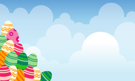 Collection of easter theme landscape vector artのイラスト素材