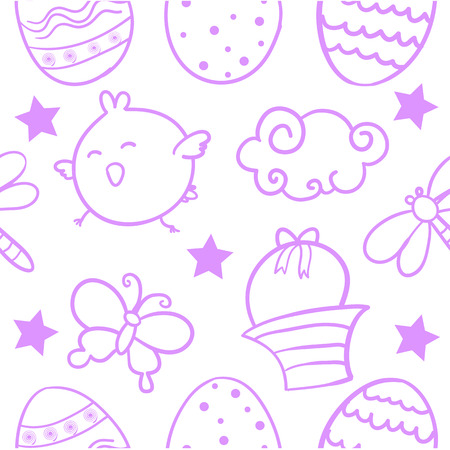 Doodle of easter object styleのイラスト素材