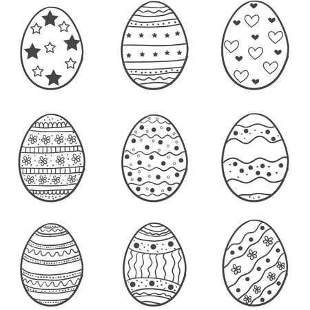 Set of easter egg doodlesのイラスト素材