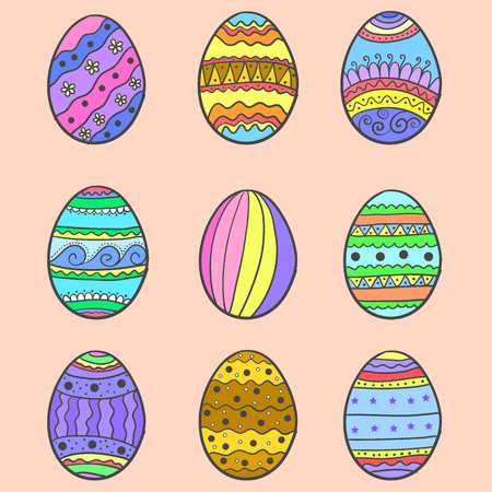 Doodle of easter egg set illustrationのイラスト素材