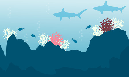 Illustration of fish and coral reef landscapeのイラスト素材