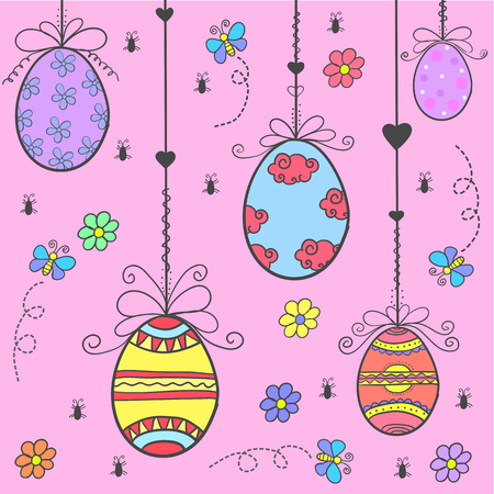 Doodle of easter egg colorful styleのイラスト素材