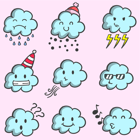 Collection of weather with cloud setのイラスト素材
