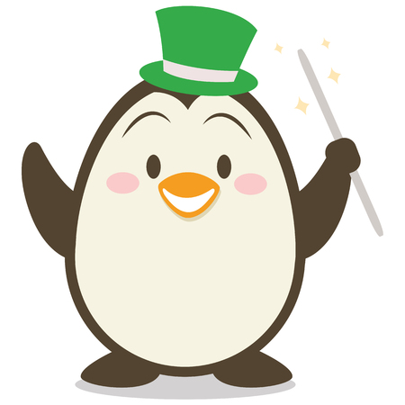Magician penguin character vector illustration collection stockのイラスト素材