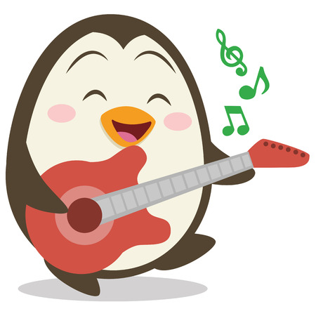 Character of penguin with guitarのイラスト素材