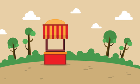 Street stall on the hill landscapeのイラスト素材