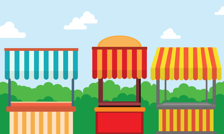 Collection of street shop landscapeのイラスト素材