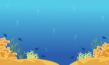 Reef and fish on underwater landscapeのイラスト素材
