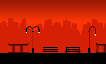 Beauty landscape street lamp with city patternのイラスト素材