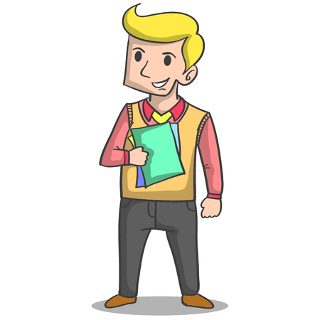 Businessman with paper character styleのイラスト素材