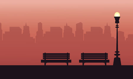 Silhouette of chair and lamp scenery collectionのイラスト素材