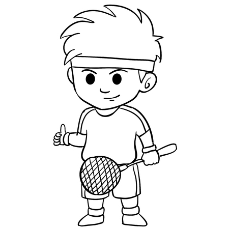 Children playing badminton character styleのイラスト素材