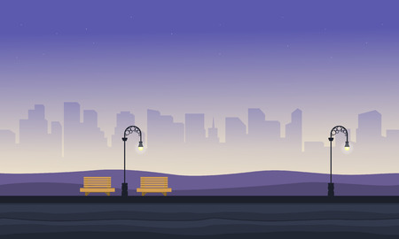 Background game with chair and street lamp on gardenのイラスト素材