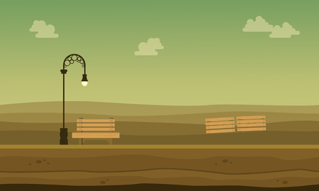 Collection of garden with chair scenery backgroundのイラスト素材