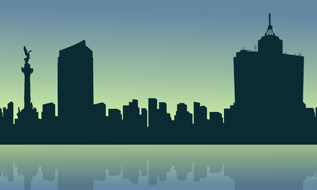 City Mexico at sunrise scenery silhouettesのイラスト素材