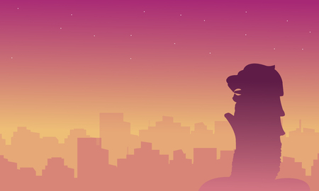 Silhouette of Singapore city beauty landscapeのイラスト素材