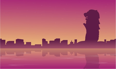 Landscape of Singapore city skyline silhouettesのイラスト素材
