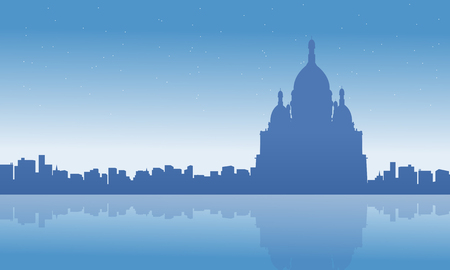 Landscape of France city skyline silhouettes vector artのイラスト素材