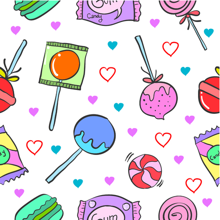 Doodle of candy pattern style in delicious conceptのイラスト素材
