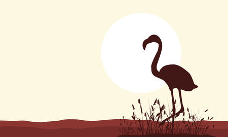 Collection of flamingo scenery silhouette style vector artのイラスト素材
