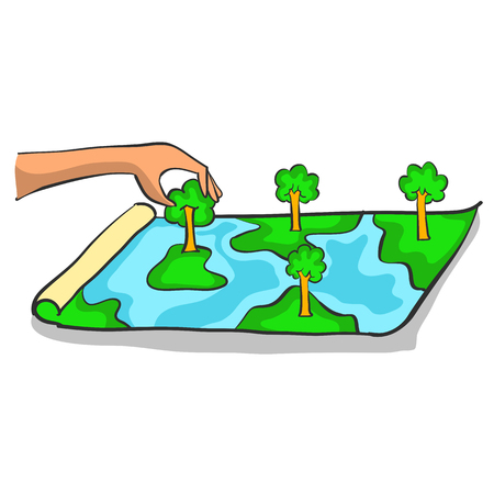 Bad environment with clean forest doodles vector artのイラスト素材