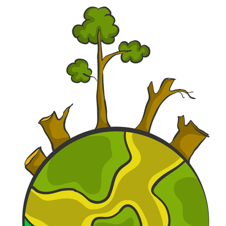 World with tree fire bad environmentのイラスト素材