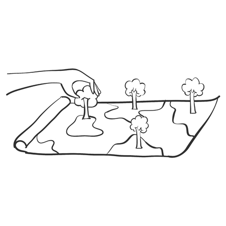 Collection environment hand draw doodle vector artのイラスト素材