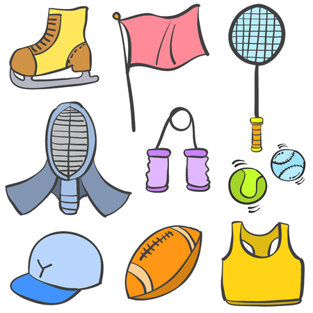 Doodle sport object equipment collection vector artのイラスト素材