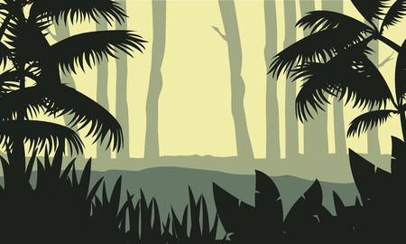 Beauty landscape forest with tree silhouette.のイラスト素材