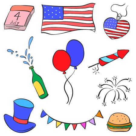 Doodle of memorial day colorful vector illustration.のイラスト素材