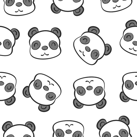 Cute head animal cartoon doodlesのイラスト素材