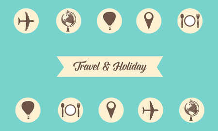 Collection stock of travel and holiday styleのイラスト素材